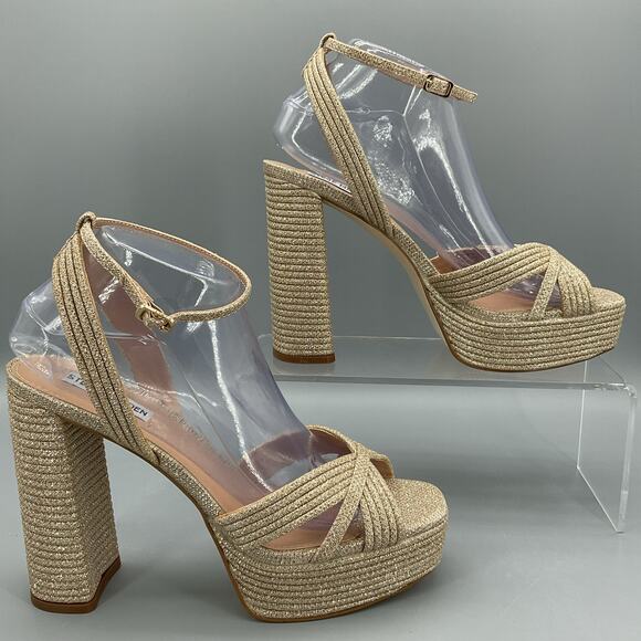 NEW Steve Madden Women’s Laurel Platform Sandals Gold Size 9M - Picture 1 of 10